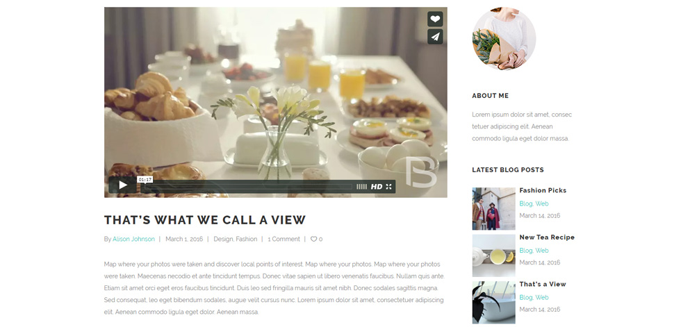 Blog post page