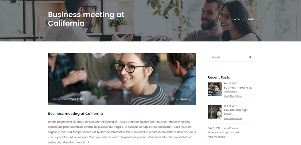 Blog post page