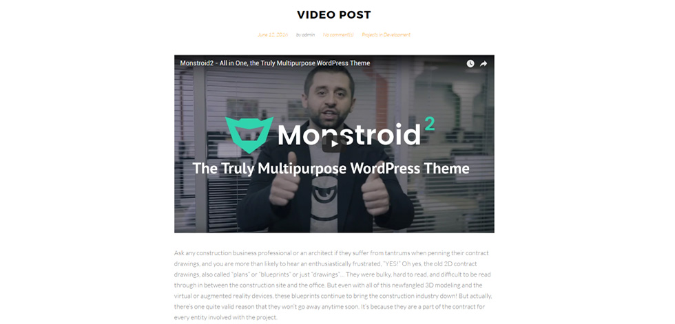 Blog post page