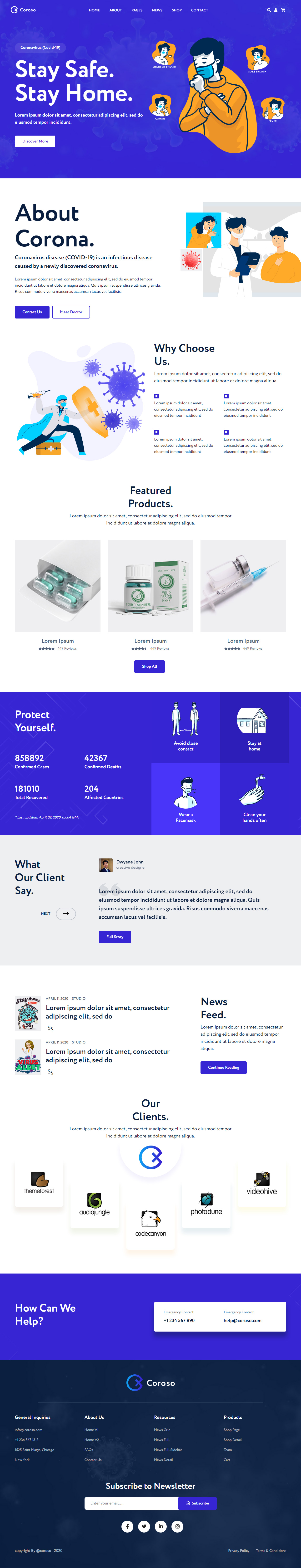 Coroso Corona Virus (covid-19) Medical Prevention Website Templates