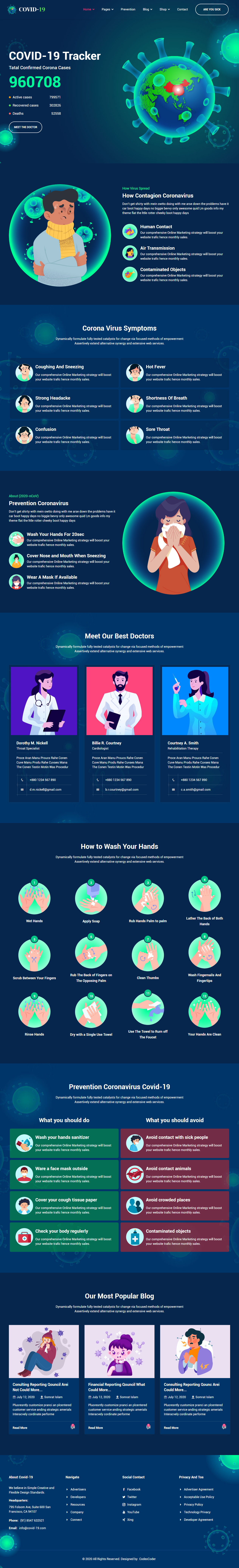 Covid-19 Corona Virus (covid-19) Medical Prevention Website Templates