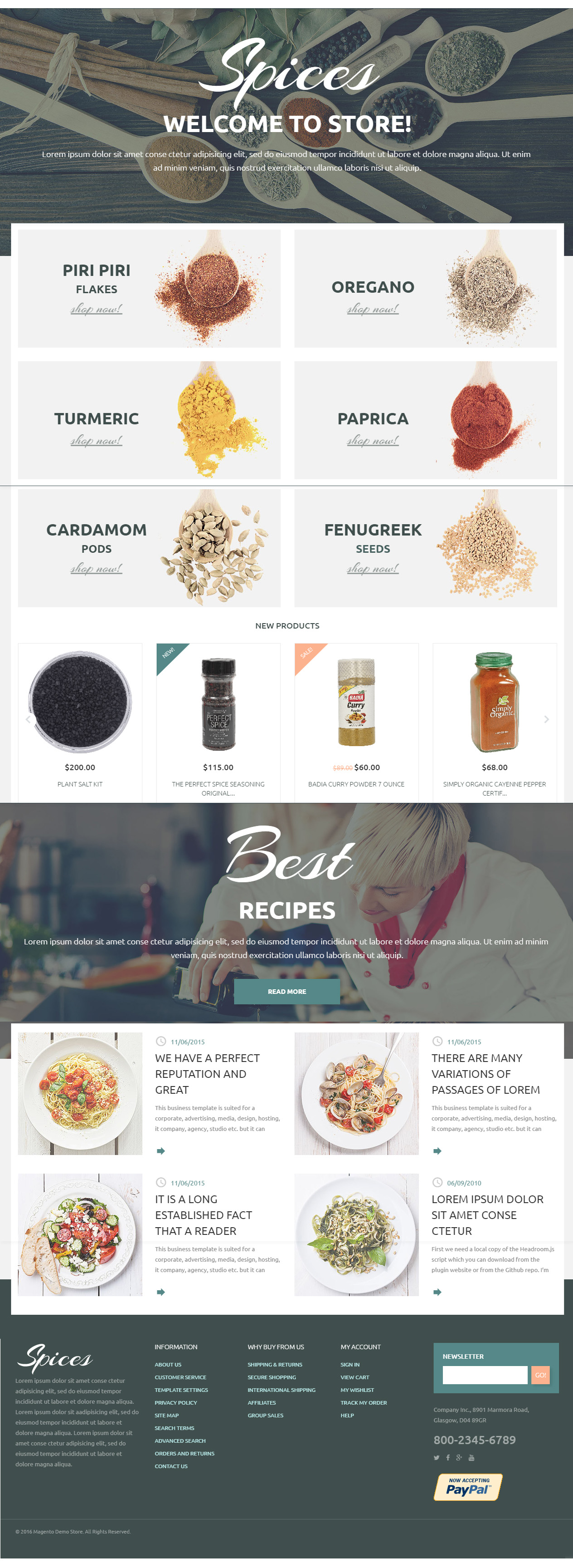 Culinary Spices Magento Food Themes