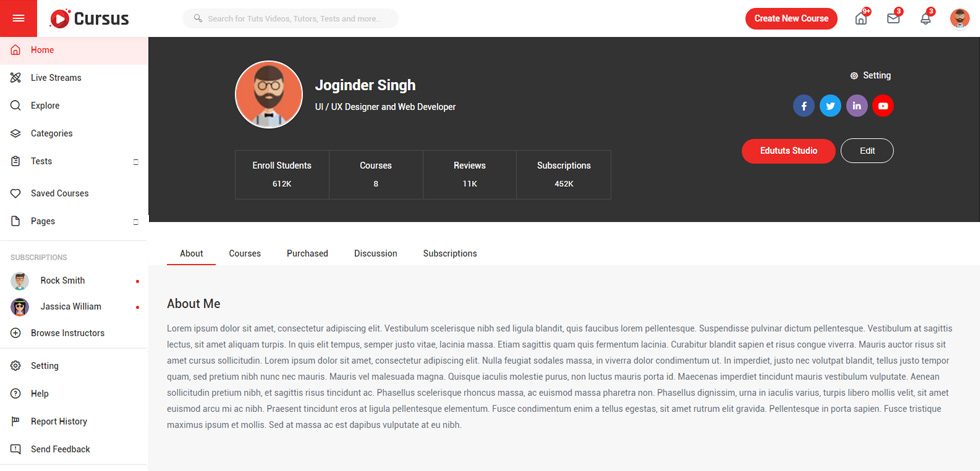 Instructor profile