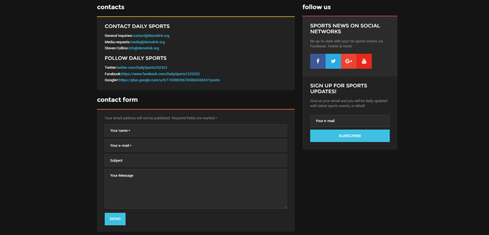 Contact page