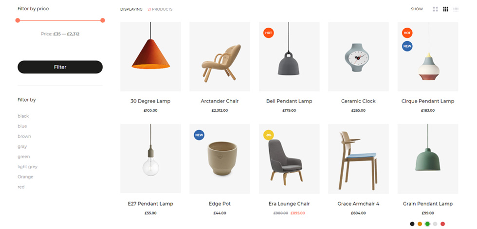 Shop page