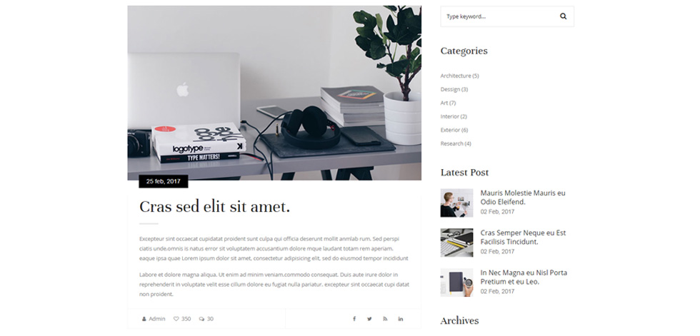 Blog post page
