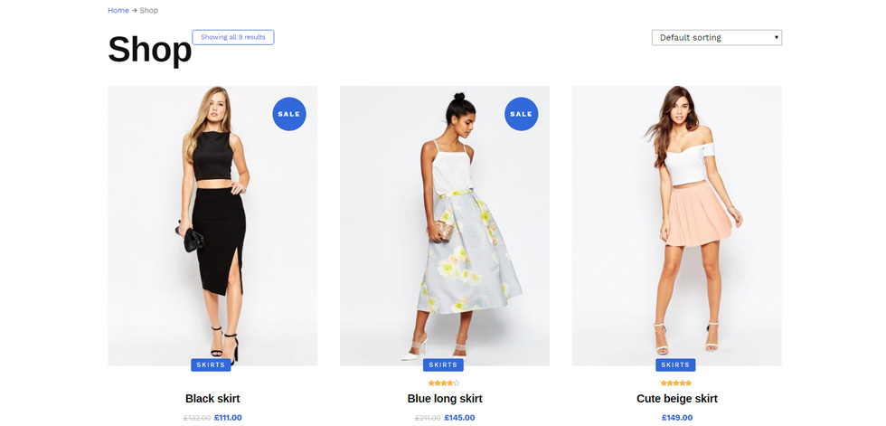 Shop page