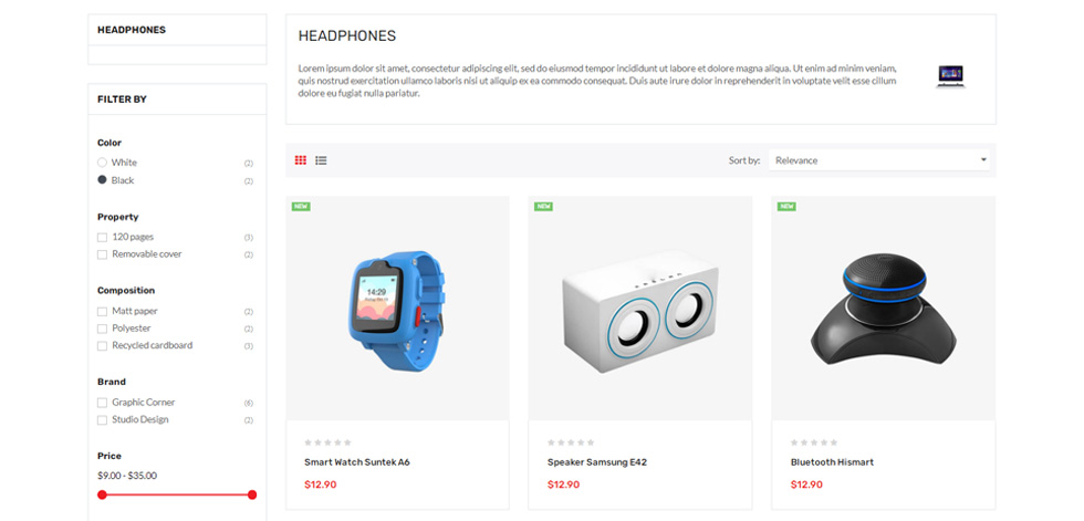 Shop page