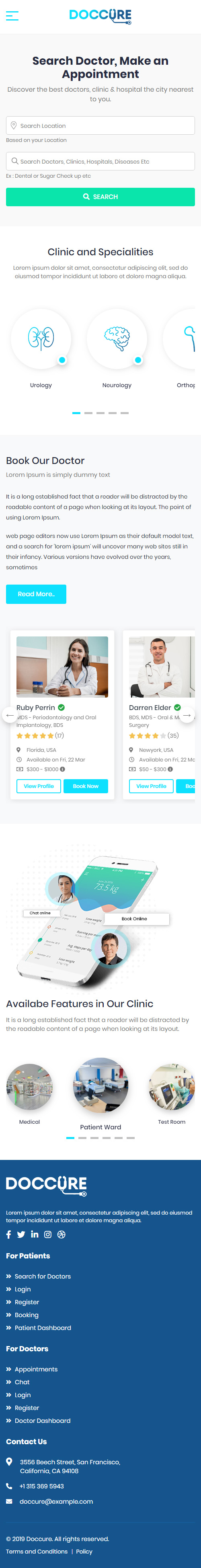 Doccure – Premium Responsive Doctor Appointment HTML5 Template theme — Mobile preview