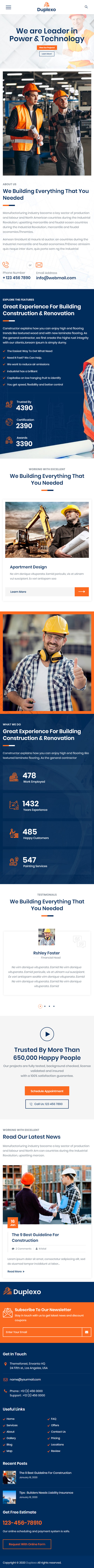 Duplexo – Premium Responsive Construction & Renovation WordPress Theme theme — Mobile preview