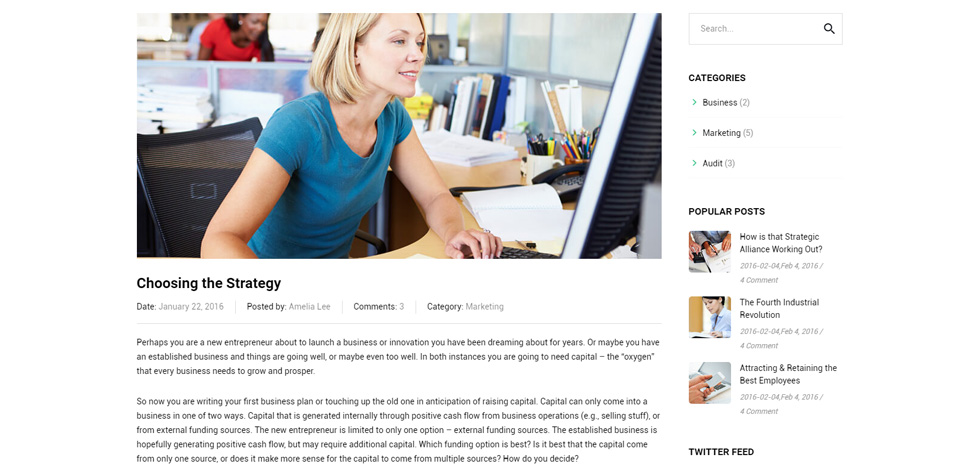Blog post page