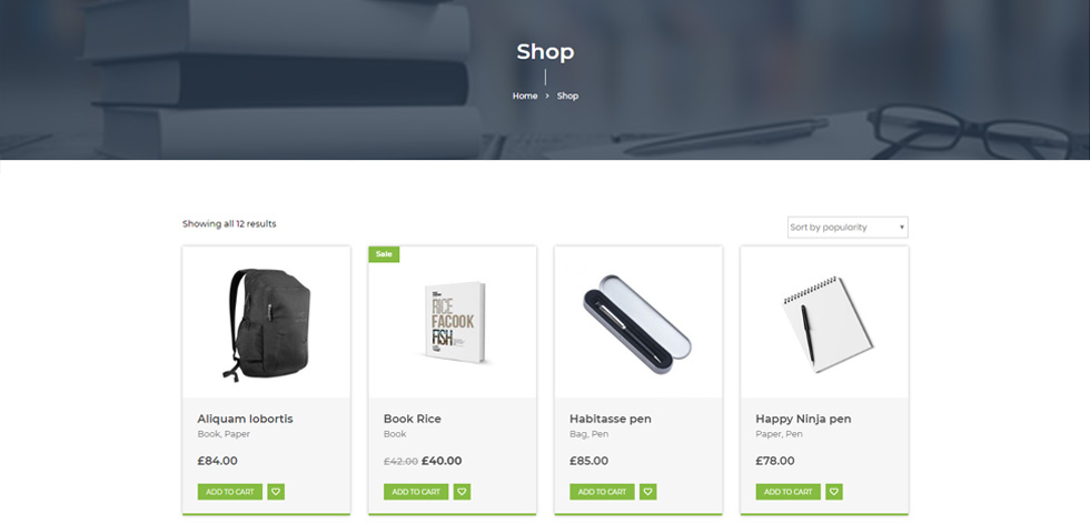 Shop page