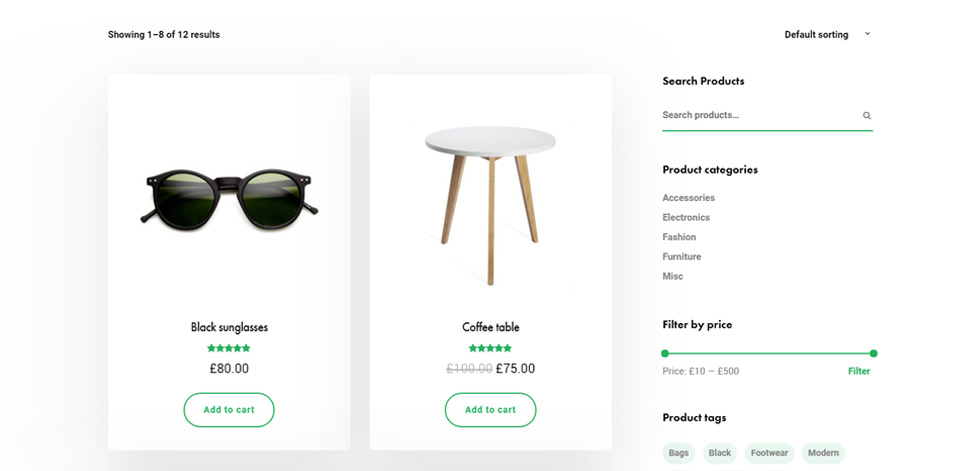 Shop page