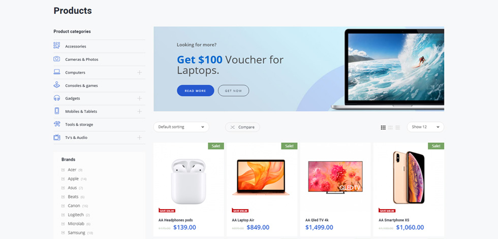 Shop page