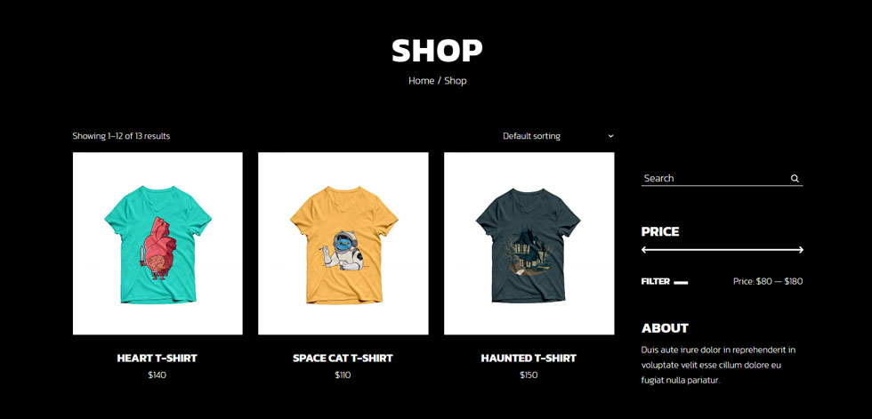 Shop page