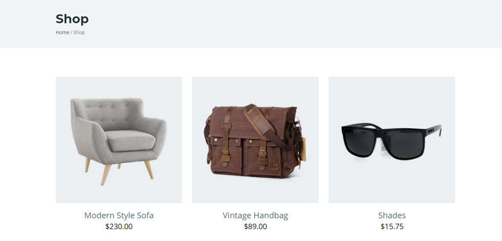 Shop page