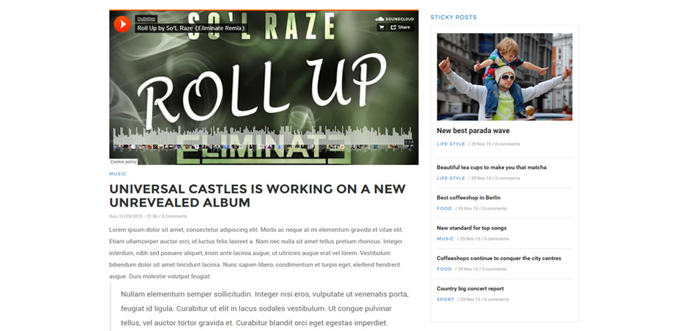 Blog post page