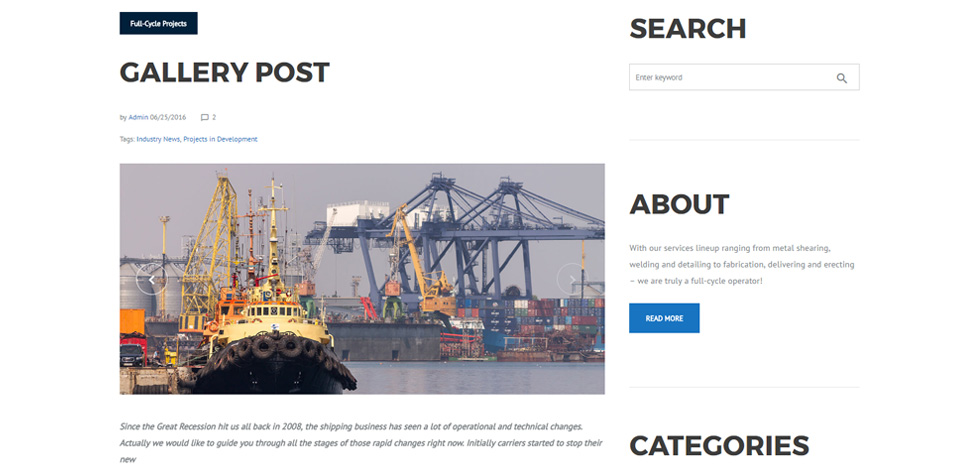 Blog post page