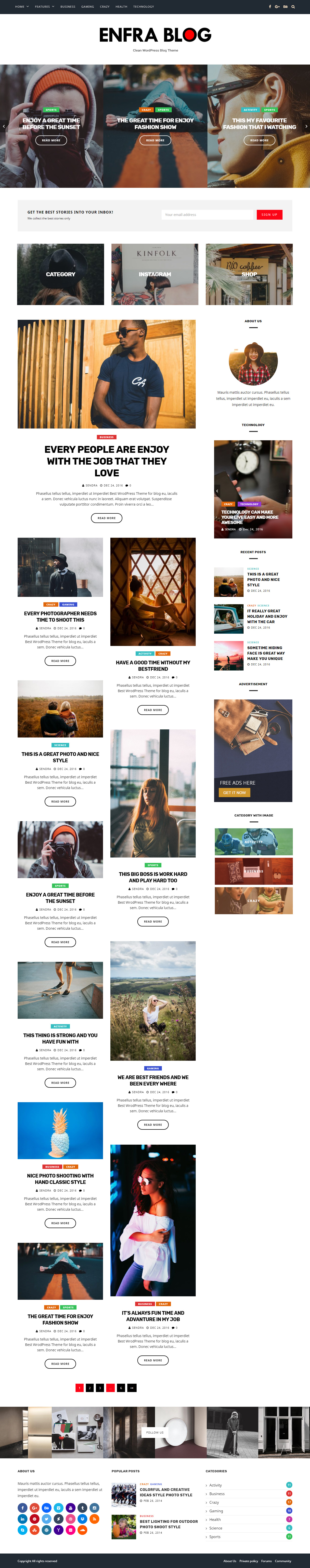 Enfra Best Blog WordPress Themes