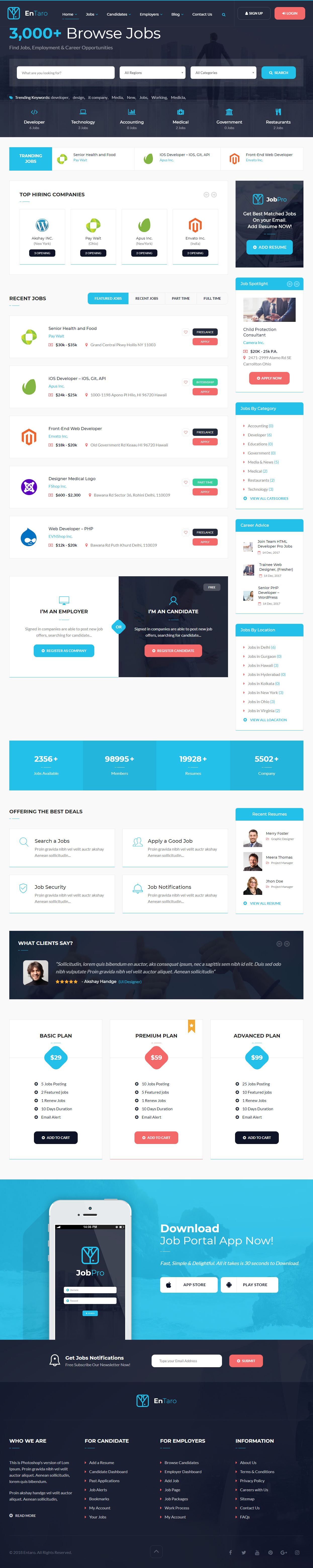 Entaro WordPress Job Board Theme