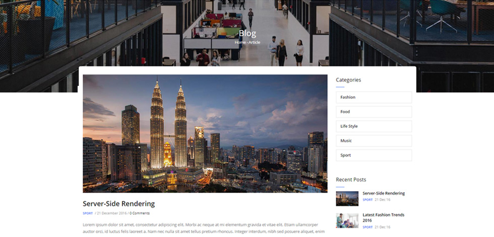 Blog post page