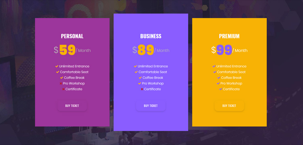 Pricing tables