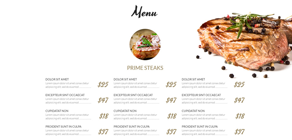 Food menu