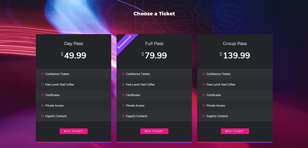 Pricing tables