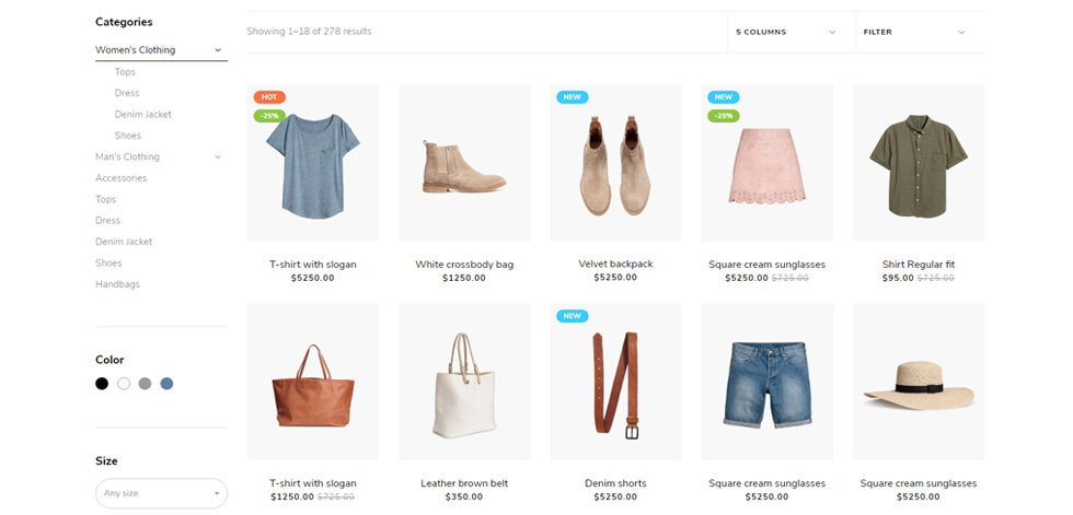 Shop page