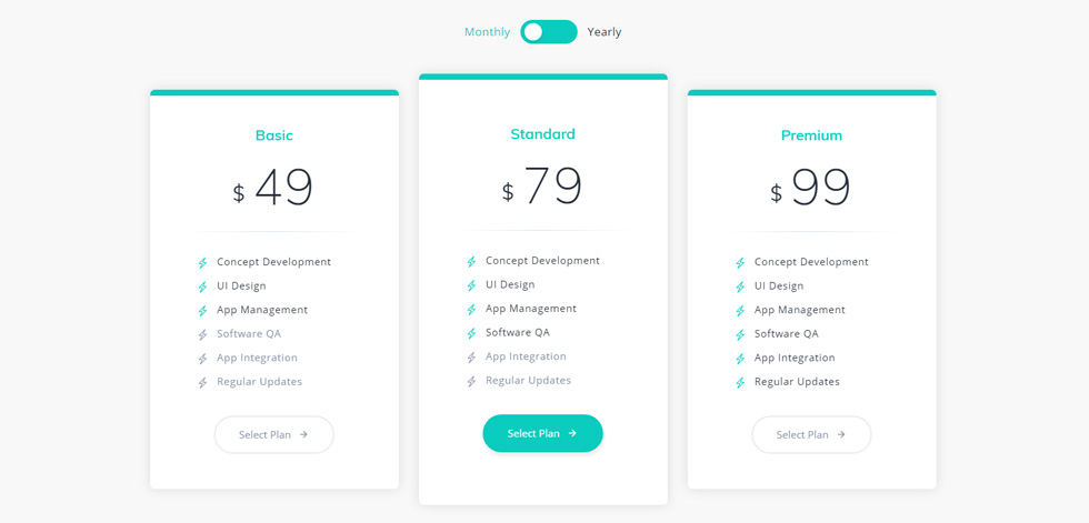 Pricing tables