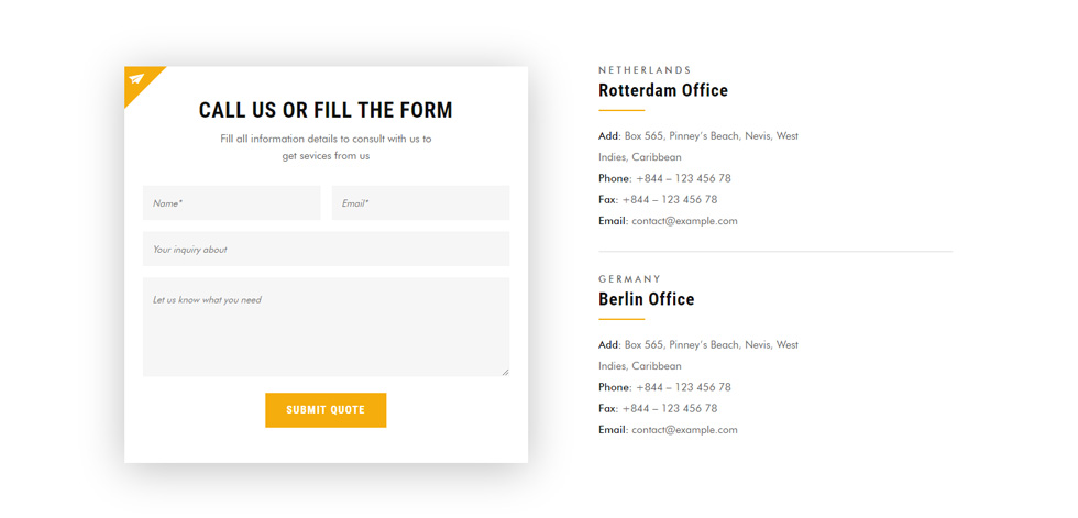 Contact page
