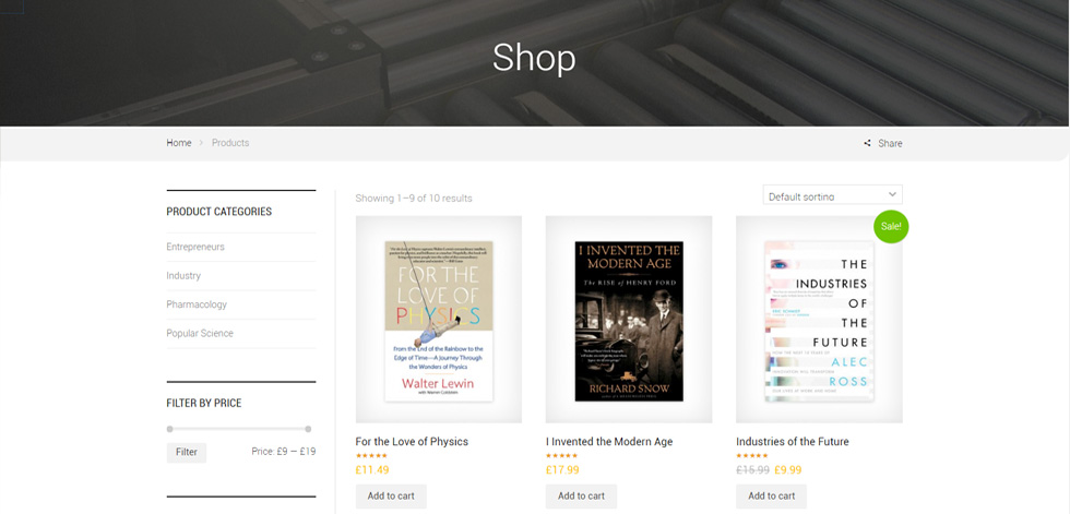 Shop page