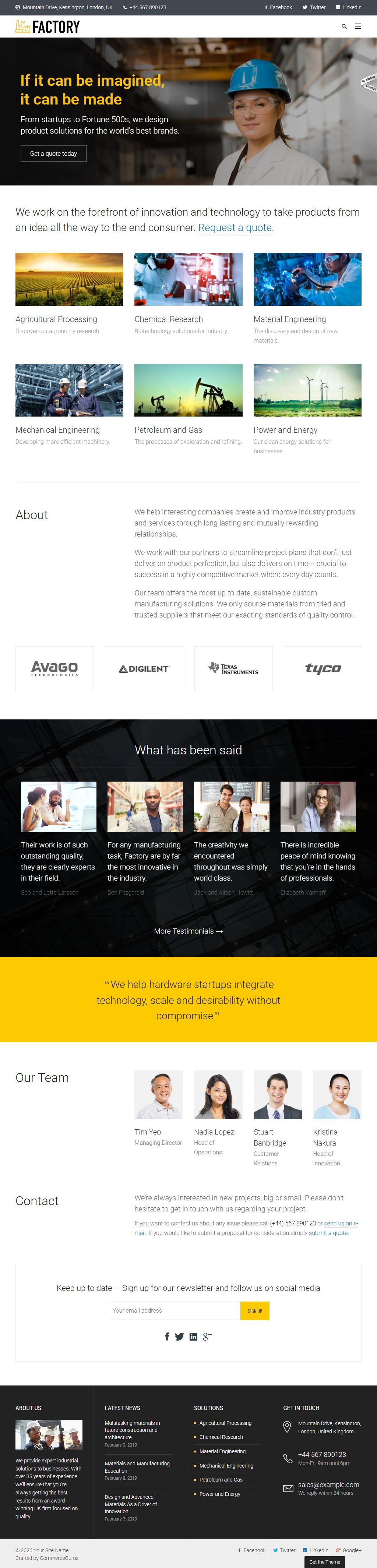 Factory – Premium Responsive Industrial Business WordPress Theme theme — Tablet preview