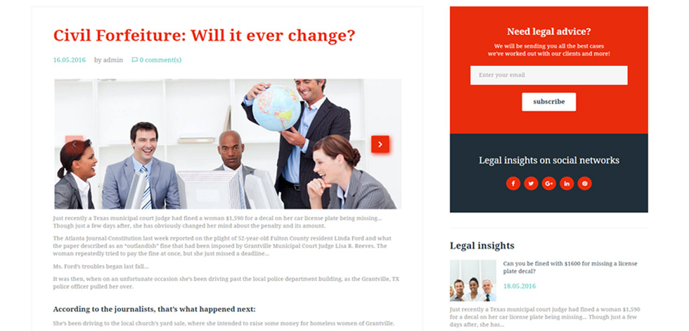 Blog post page
