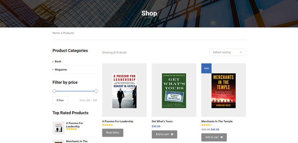 Shop page