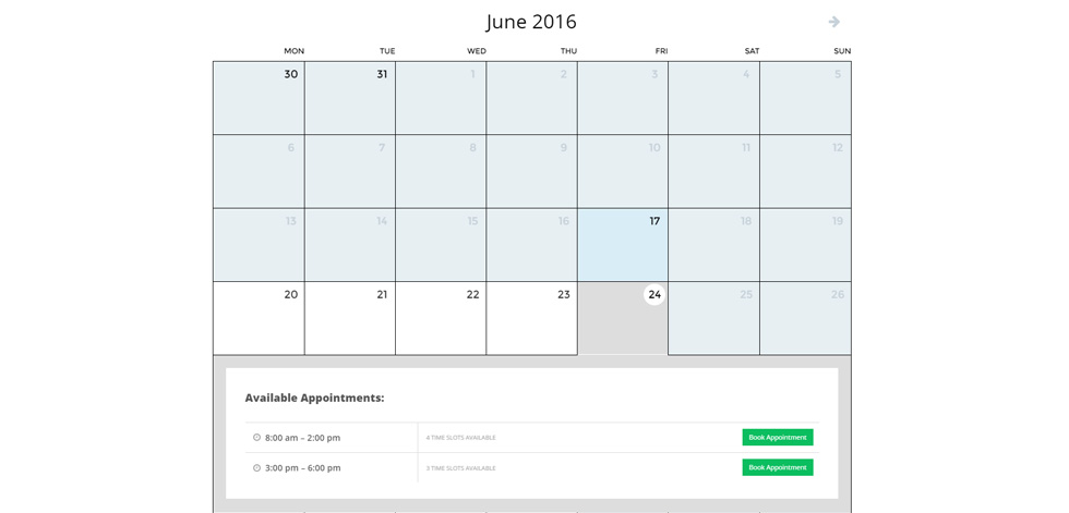 Booking form