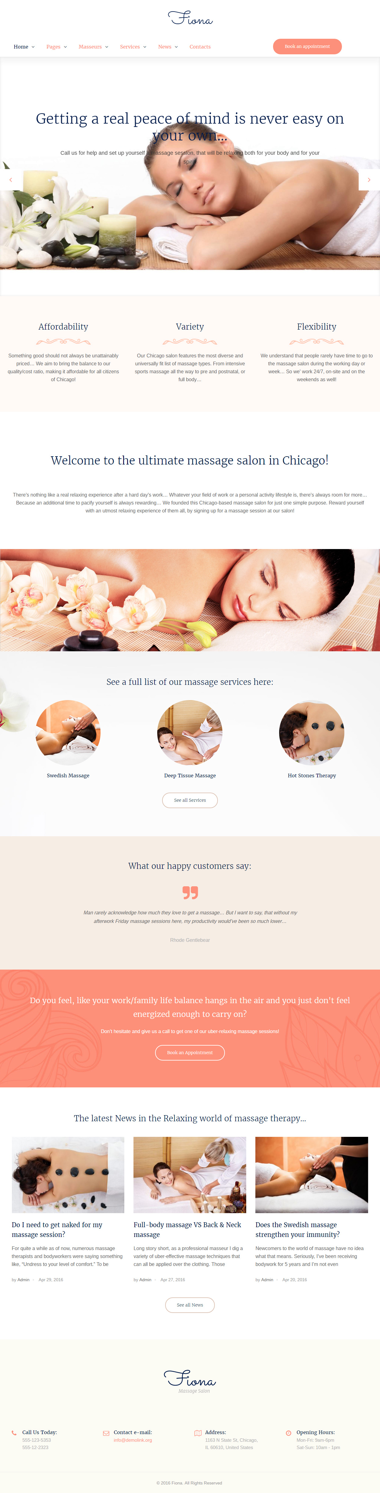 Fiona WordPress Spa and Beauty Salon Theme