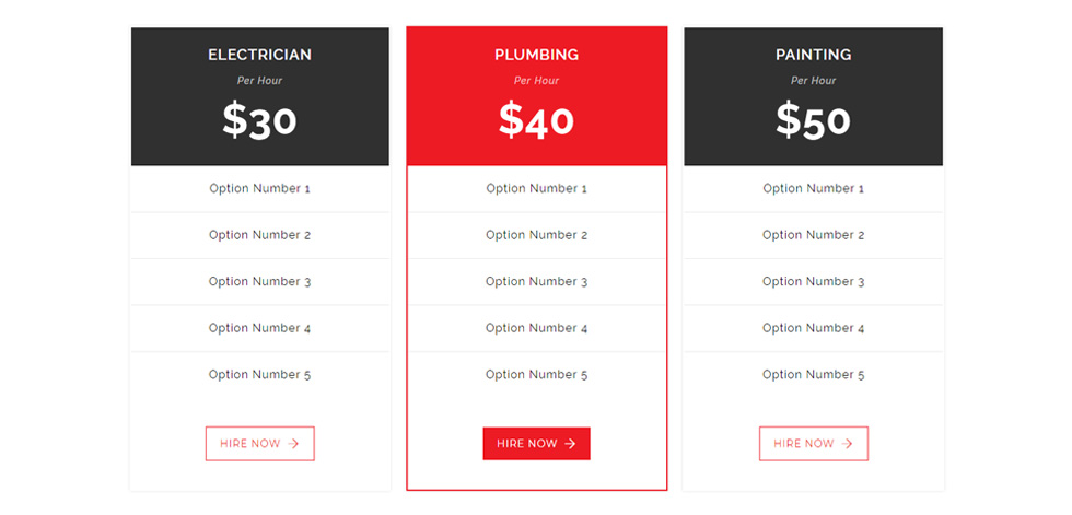 Pricing tables