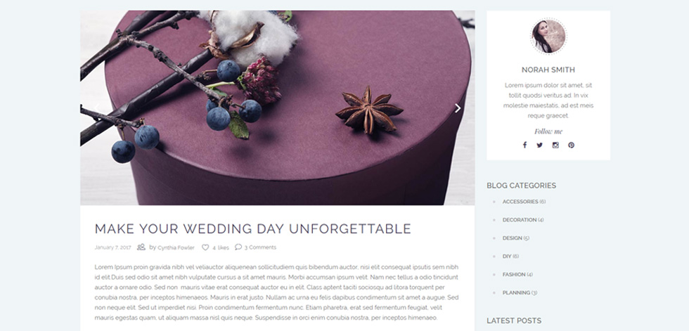Blog post page