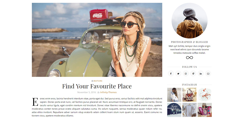 Blog post page