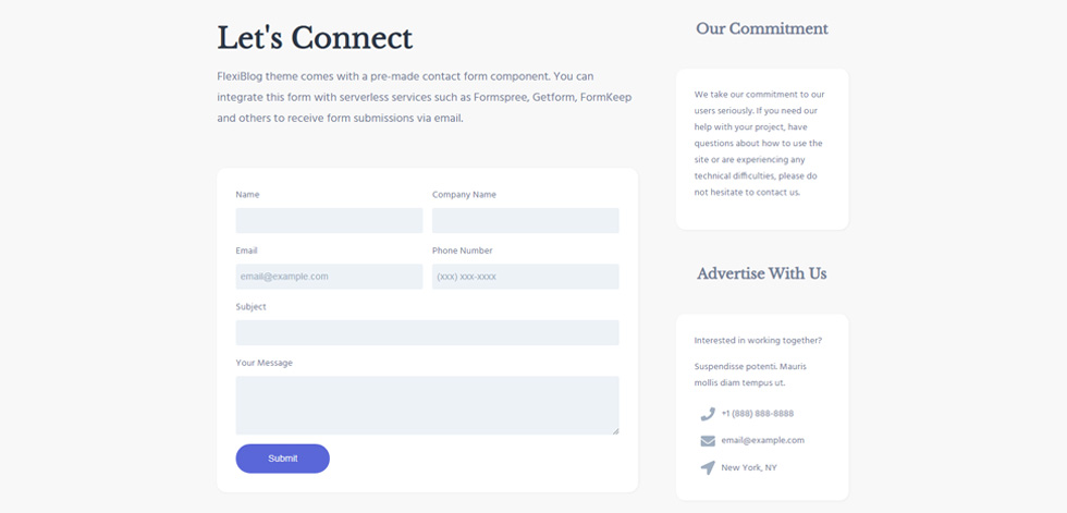 Contact page