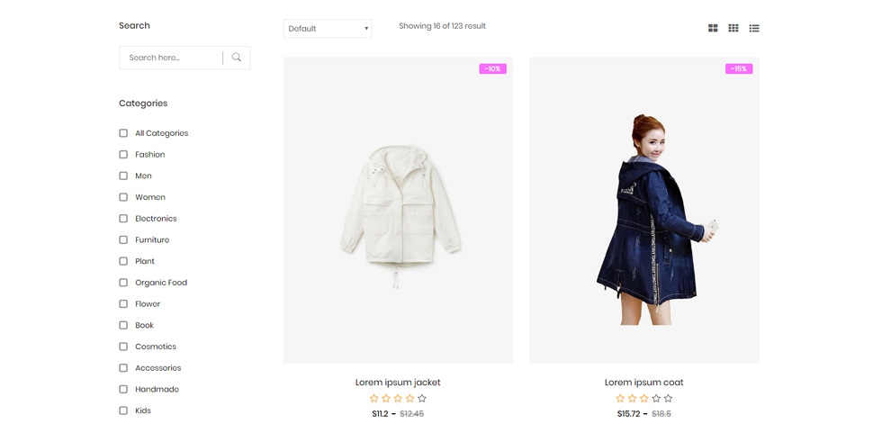Shop page