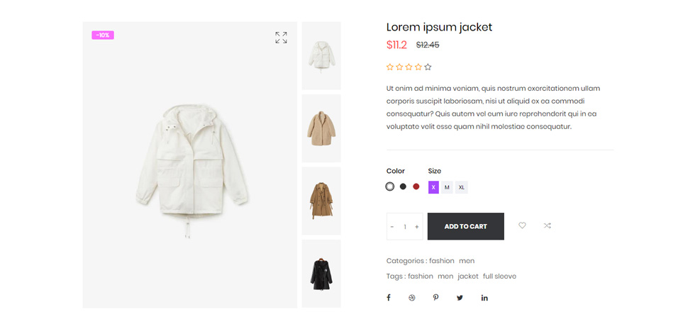 Product details page