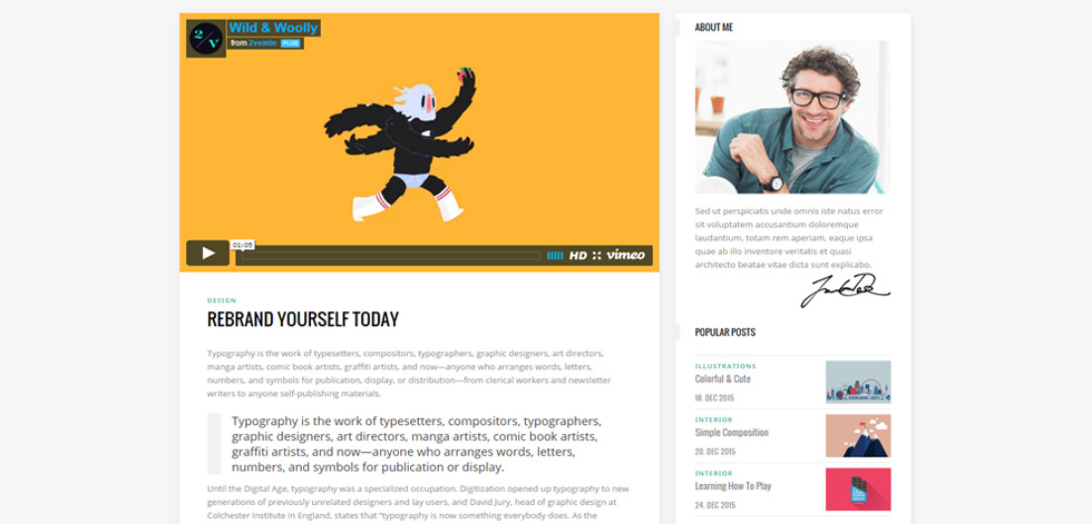 Blog post page