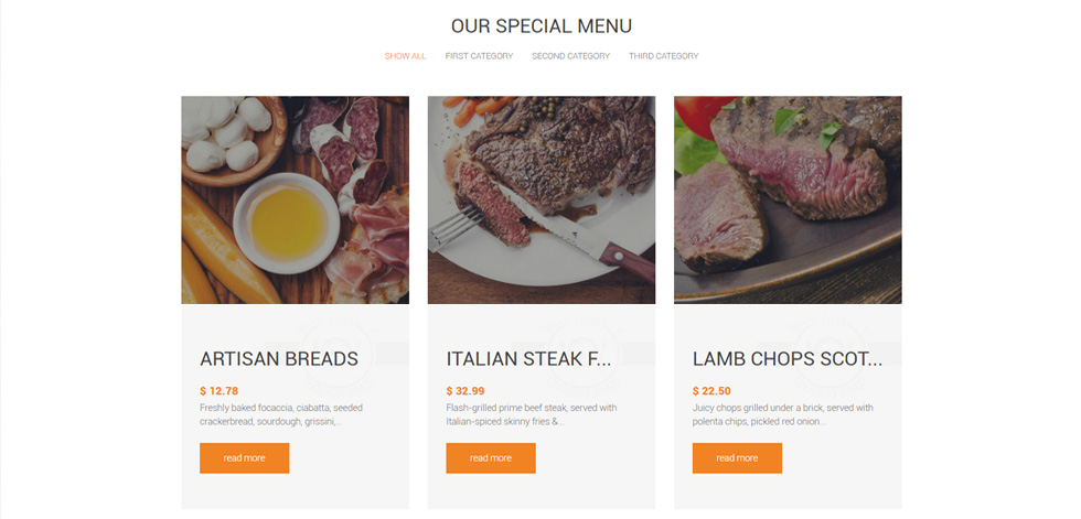 Food menu