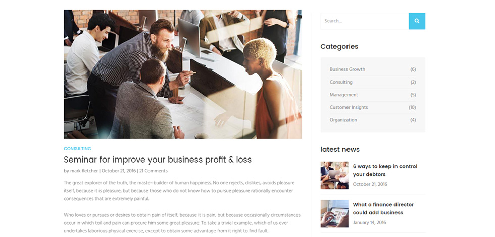 Blog post page