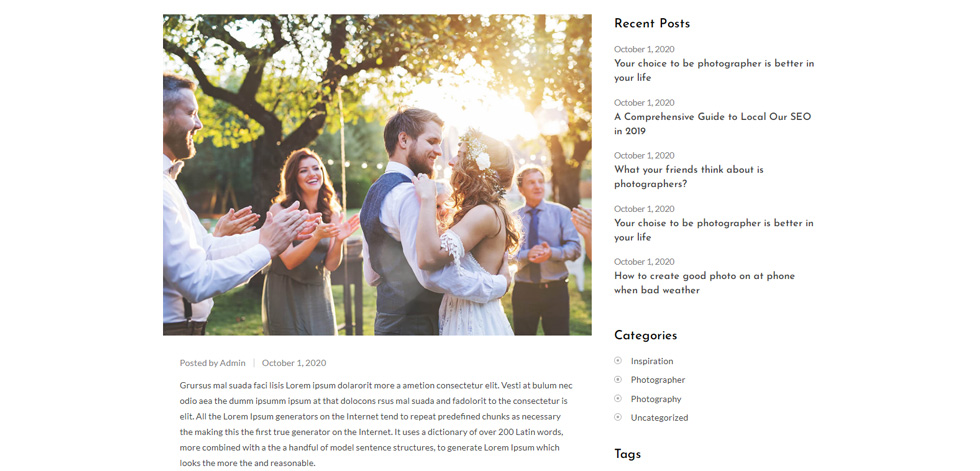 Blog post page