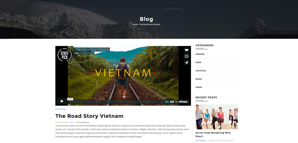Blog post page