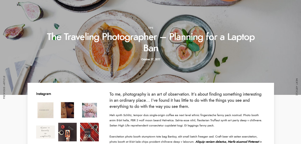 Blog post page