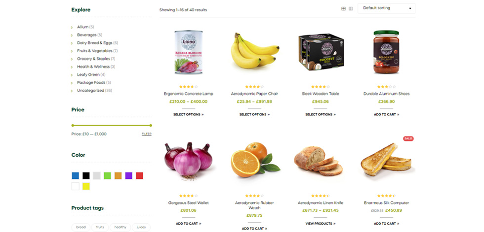 Shop page